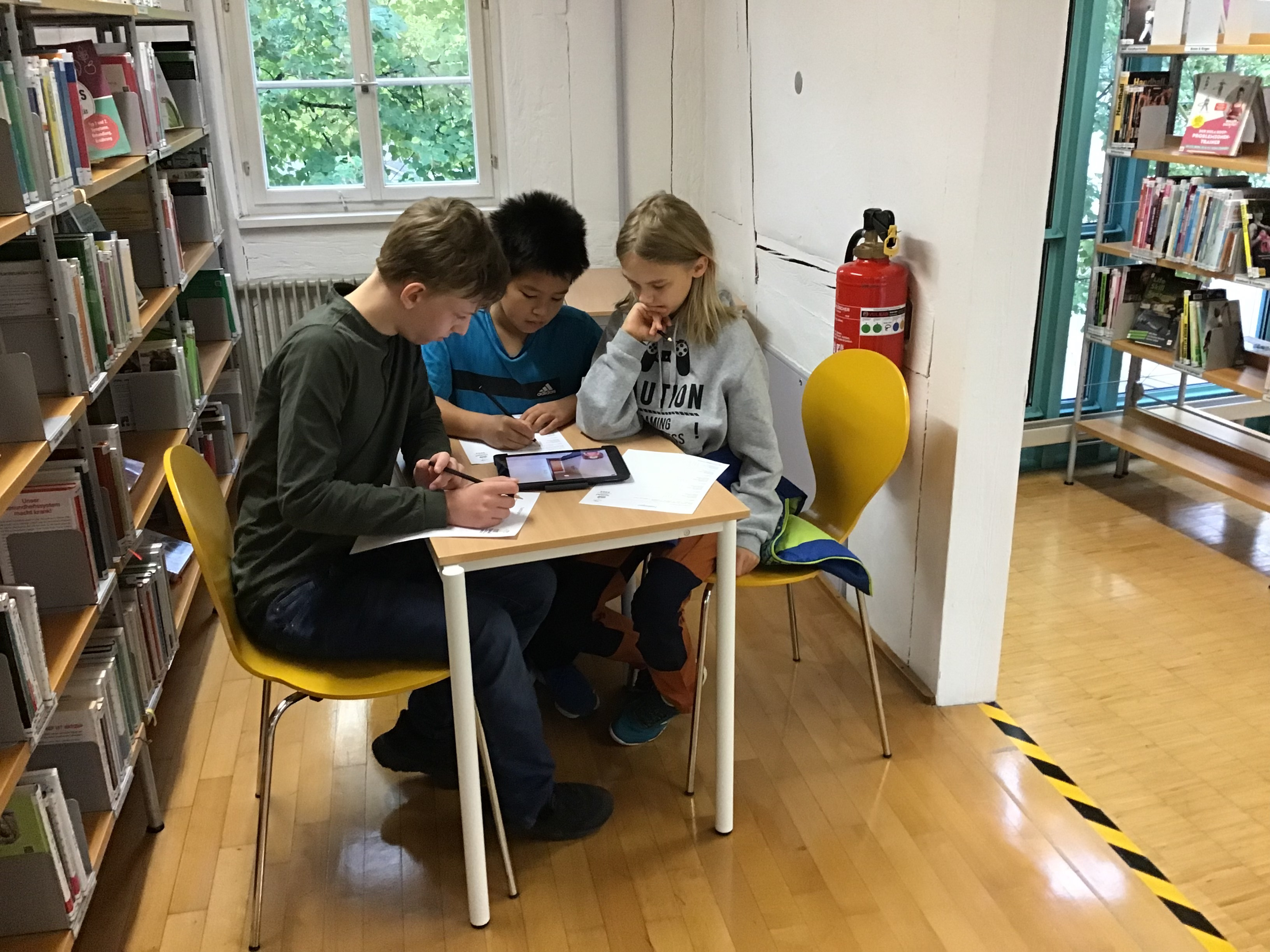 Eine Jungsgruppe konzentriert am Arbeiten