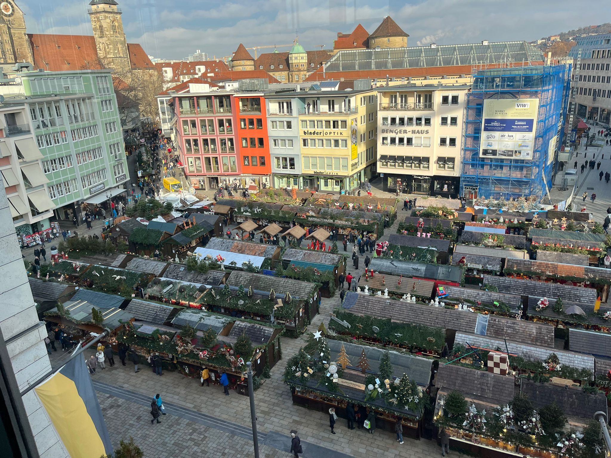Weihnachtsmarkt Stuttgart von oben
